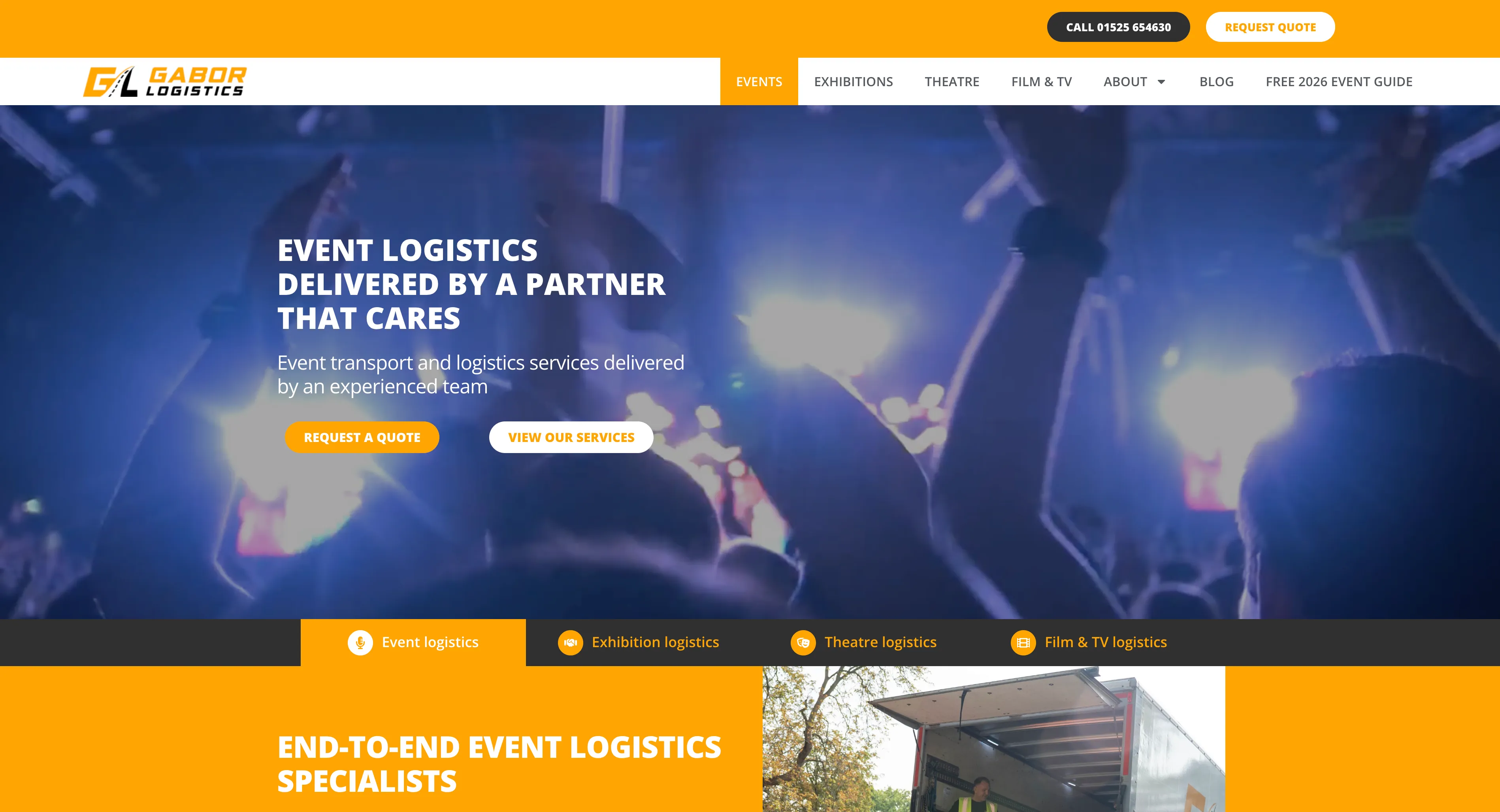 Gabor Logistics website homepage
