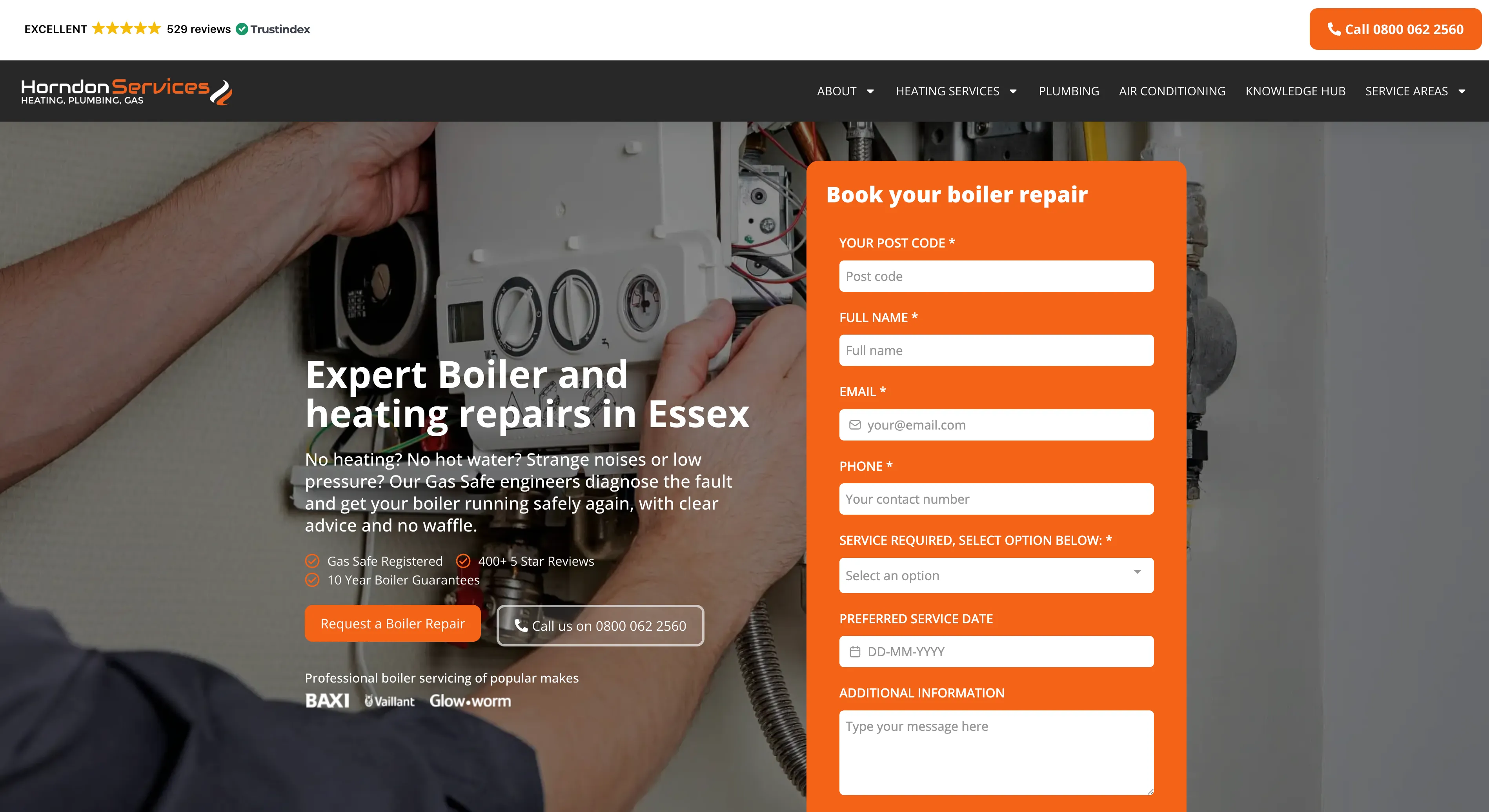 Horndon Services website homepage